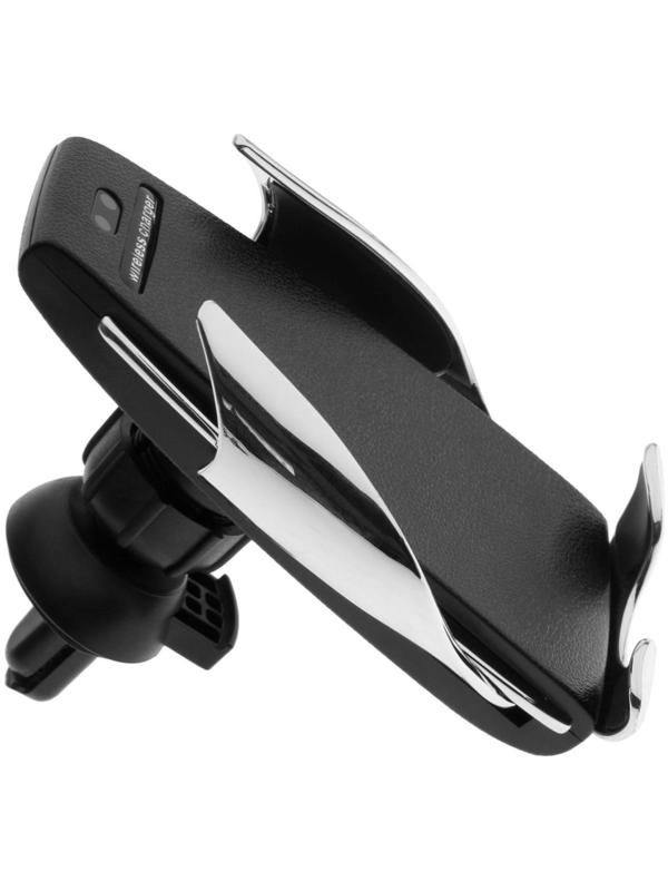 Держатель телефона в дефлектор, беспроводная зарядка, сенсорный захват 6-9.5 см, серебро