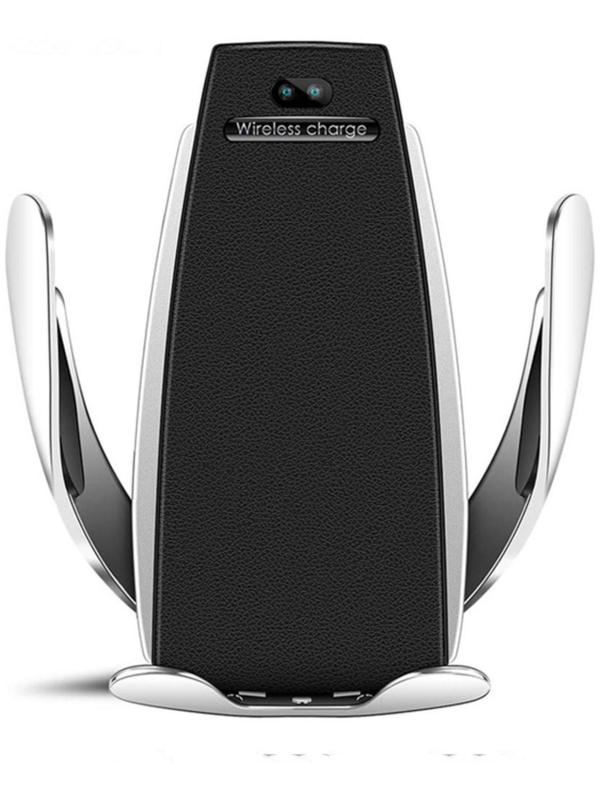 Держатель телефона в дефлектор, беспроводная зарядка, сенсорный захват 6-9.5 см, серебро