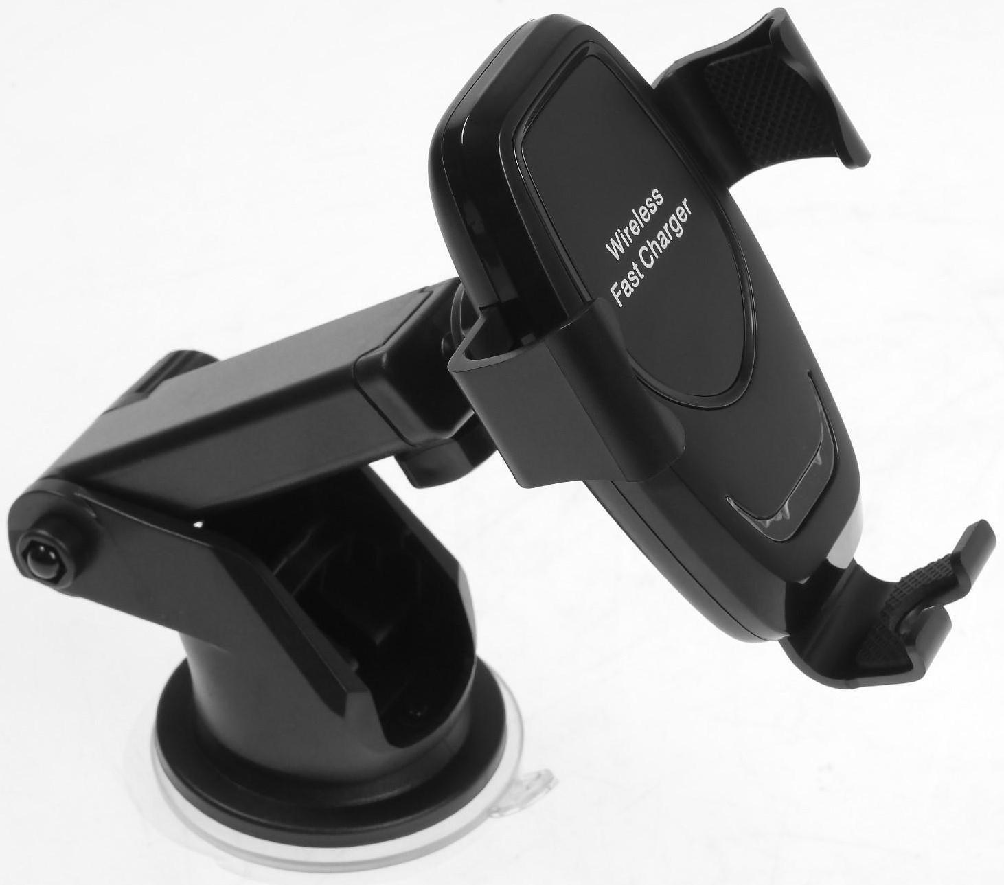 Держатель телефона с беспроводной зарядкой, самозажимной захват 6-9.5 см, черный