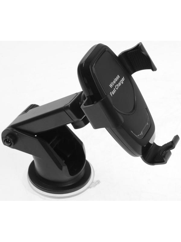 Держатель телефона с беспроводной зарядкой, самозажимной захват 6-9.5 см, черный