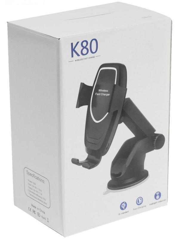 Держатель телефона с беспроводной зарядкой, самозажимной захват 6-9.5 см, черный