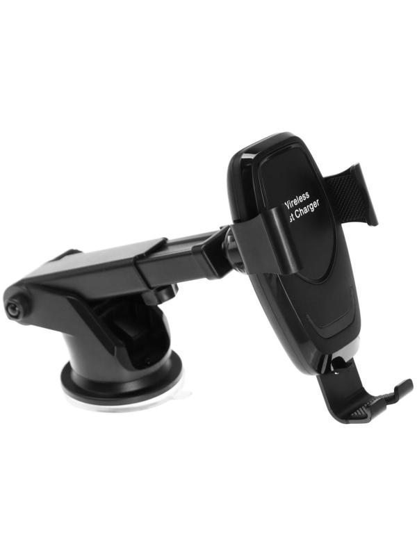 Держатель телефона с беспроводной зарядкой, самозажимной захват 6-9.5 см, черный