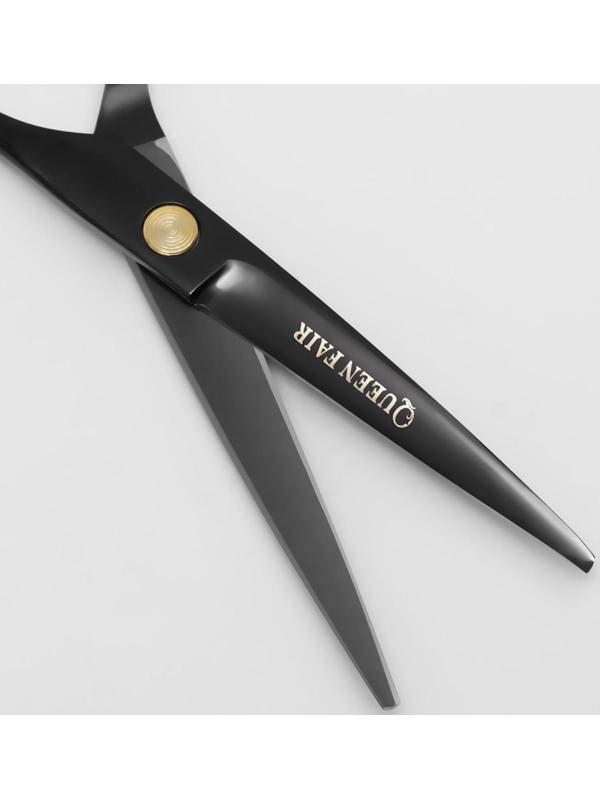 Ножницы парикмахерские с упором «Premium», загнутые кольца, лезвие — 5,5 см, цвет чёрный