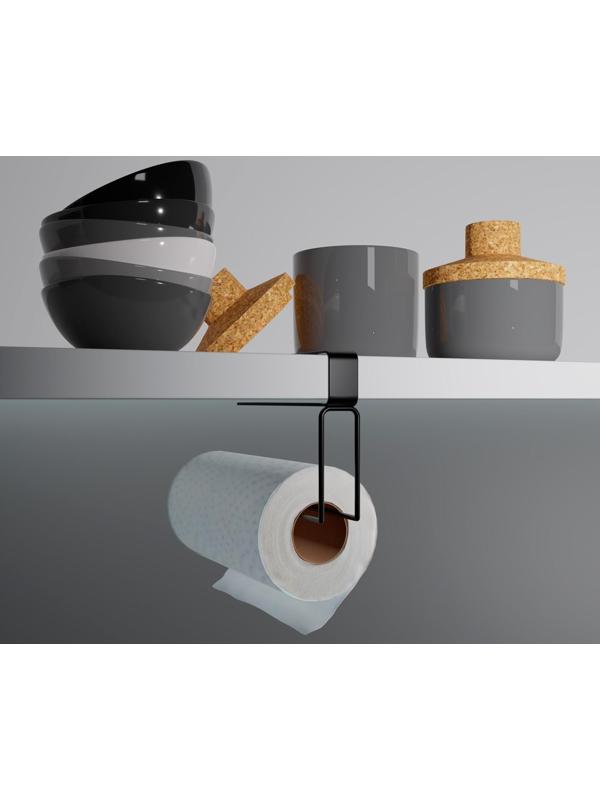 Держатель для бумажных полотенец подвесной Доляна «Лофт», 20,6×3×10,1 см, цвет чёрный