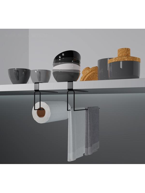 Держатель для бумажных полотенец подвесной Доляна «Лофт», 20,6×3×10,1 см, цвет чёрный