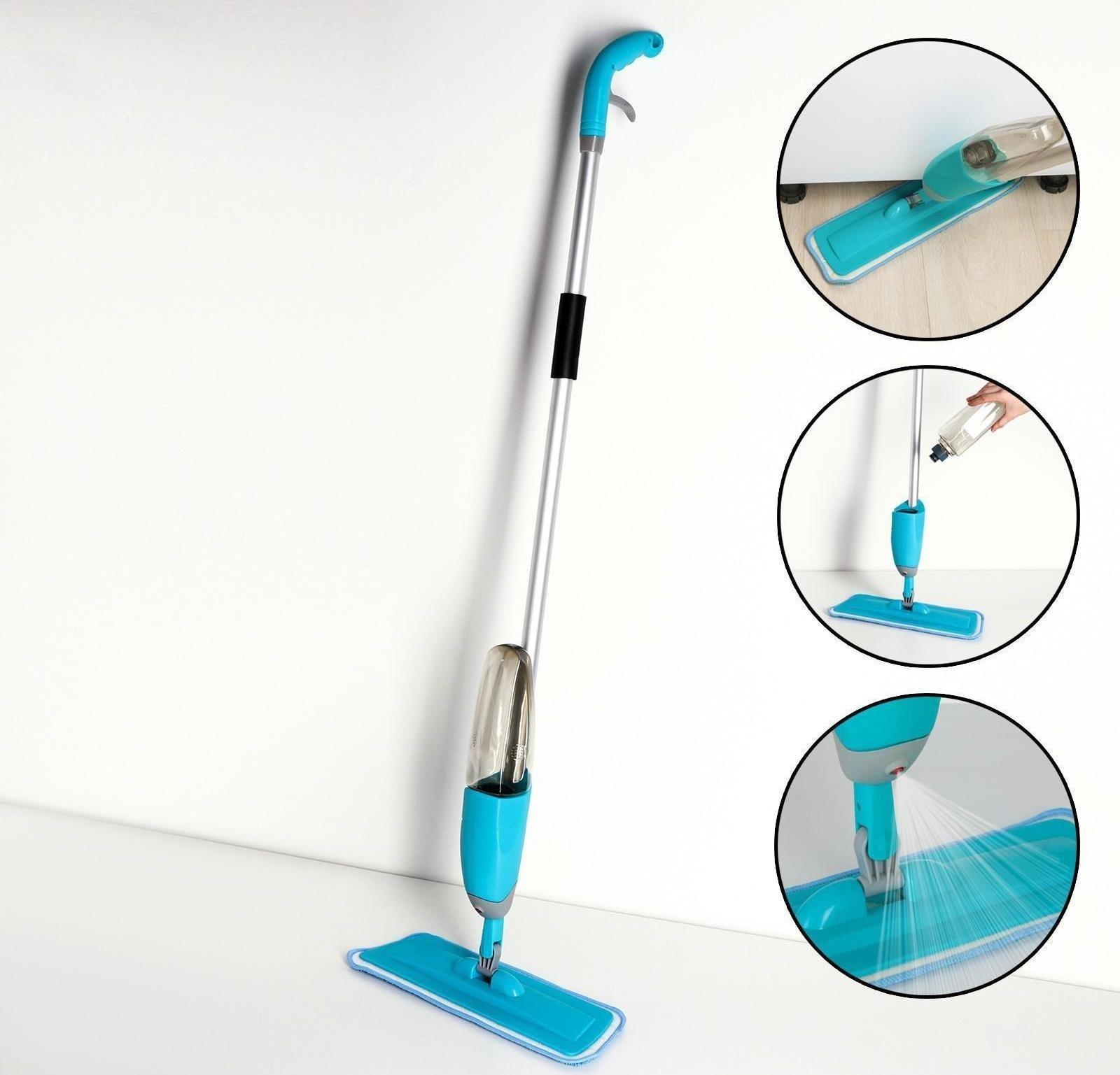 Швабра для мытья пола с распылителем Доляна, насадка из микрофибры 40×14 см, металлическая ручка 125 см, цвет МИКС