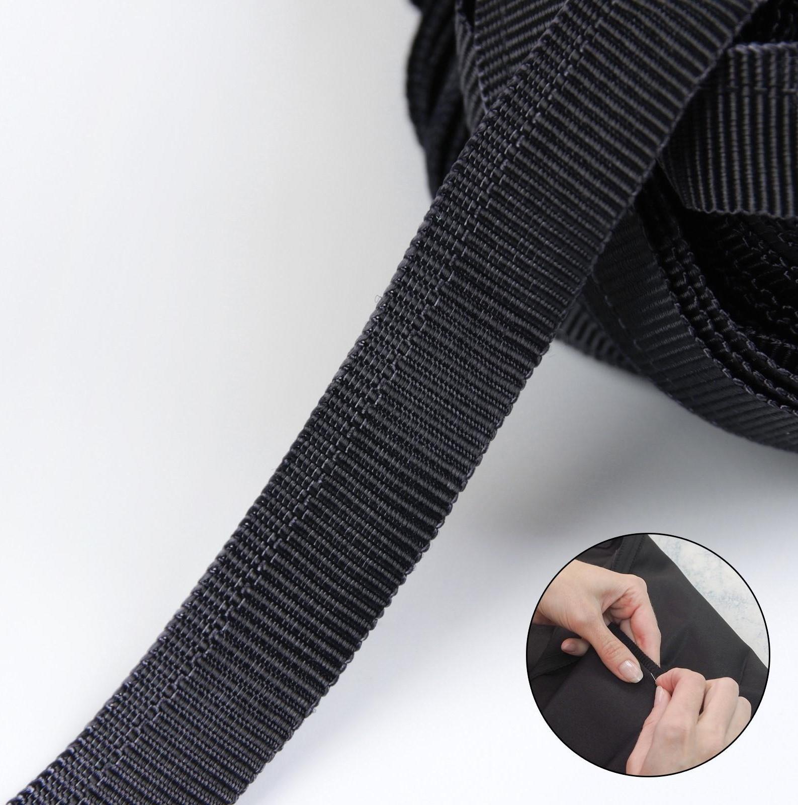 Лента брючная, 15 мм, 25 ± 1 м, цвет чёрный