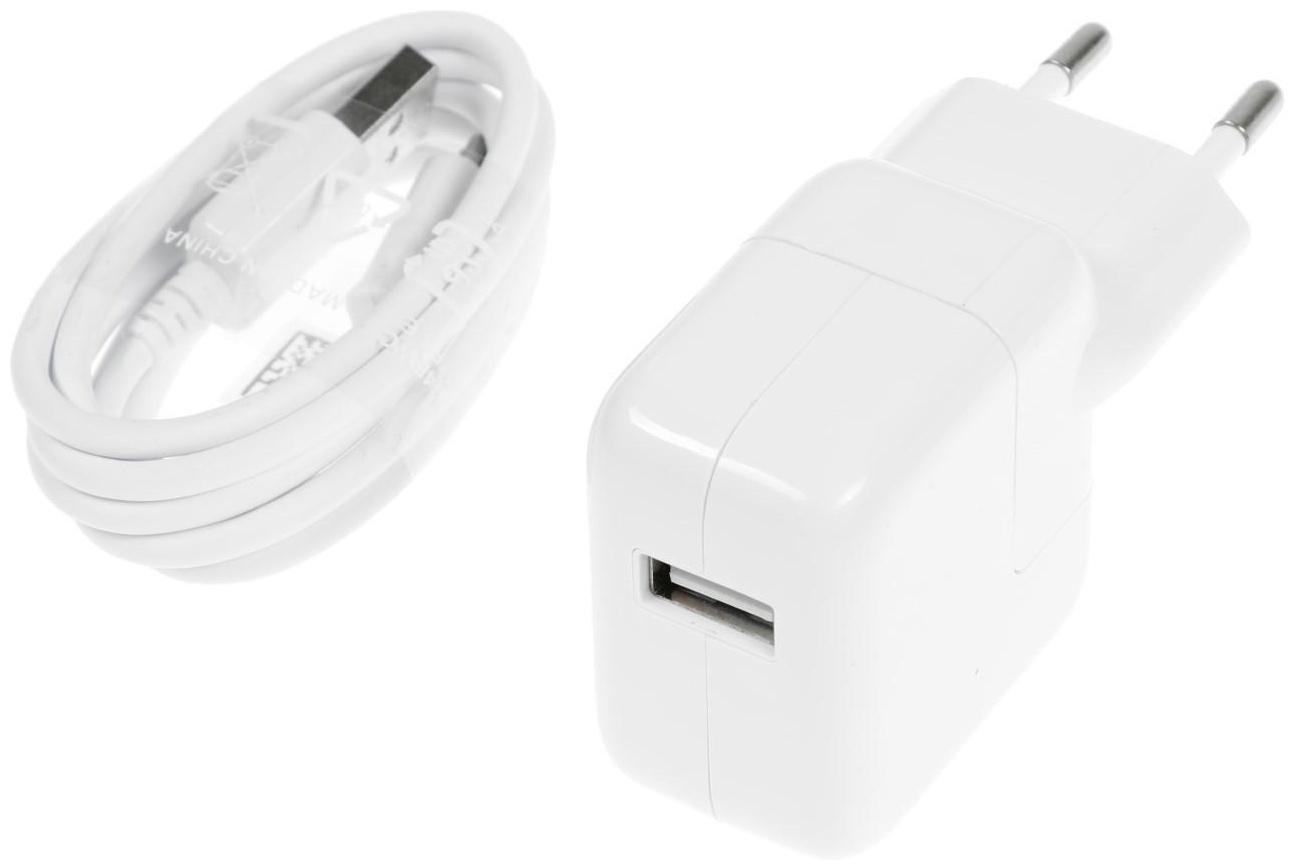 Сетевое зарядное устройство LuazON LCC-97, 1 USB, 2.1 А, 10 Вт, кабель microUSB, белое