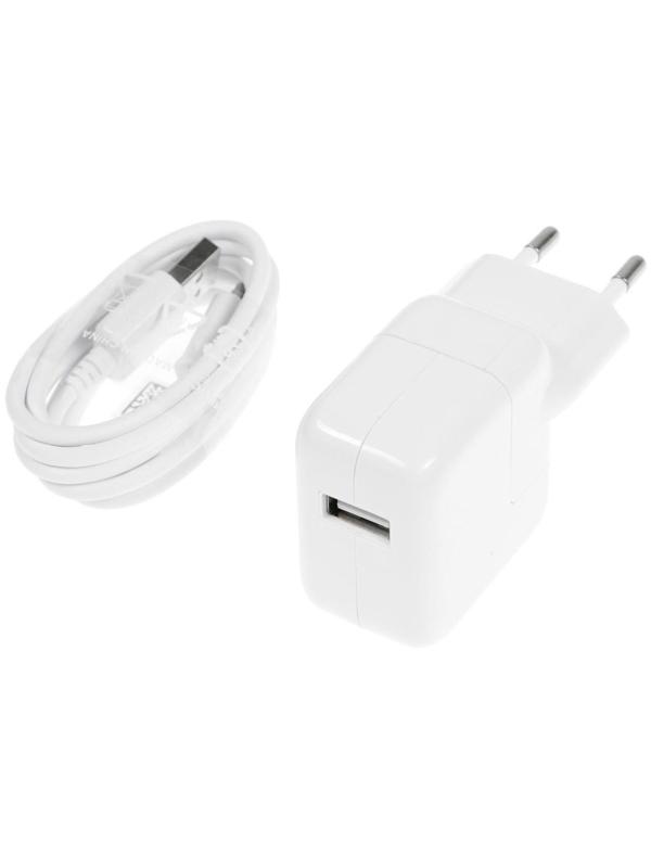 Сетевое зарядное устройство LuazON LCC-97, 1 USB, 2.1 А, 10 Вт, кабель microUSB, белое