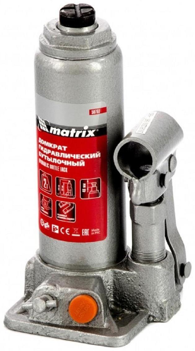 Домкрат гидравлический MATRIX 50761, бутылочный, 2 т, высота подъема 181-345 мм