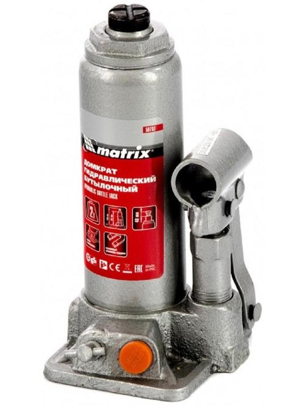 Домкрат гидравлический MATRIX 50761, бутылочный, 2 т, высота подъема 181-345 мм