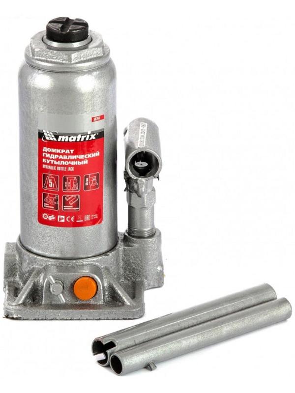 Домкрат гидравлический MATRIX 50764, бутылочный, 5 т, высота подъема 197-382 мм