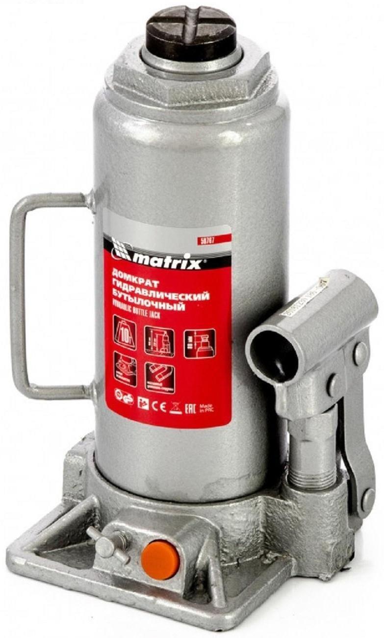 Домкрат гидравлический MATRIX 50767, бутылочный, 10 т, высота подъема 230-460 мм