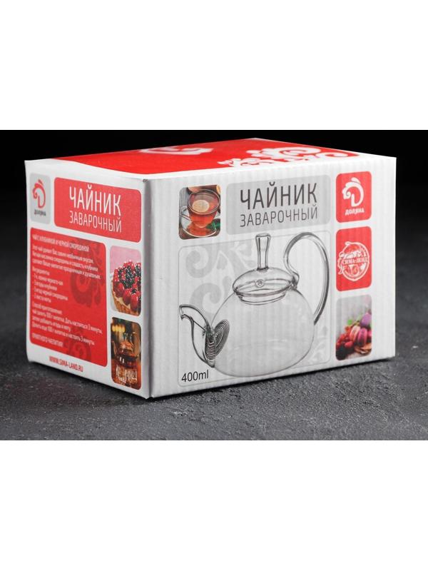 Чайник стеклянный заварочный Доляна «Диана», 400 мл, стеклянное сито