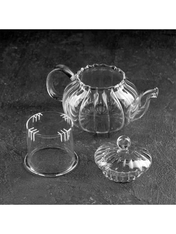 Чайник стеклянный заварочный Доляна «Диана», 400 мл, стеклянное сито