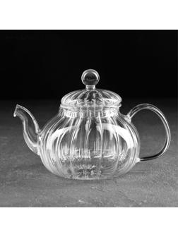 Чайник стеклянный заварочный Доляна «Диана», 600 мл, стеклянное сито