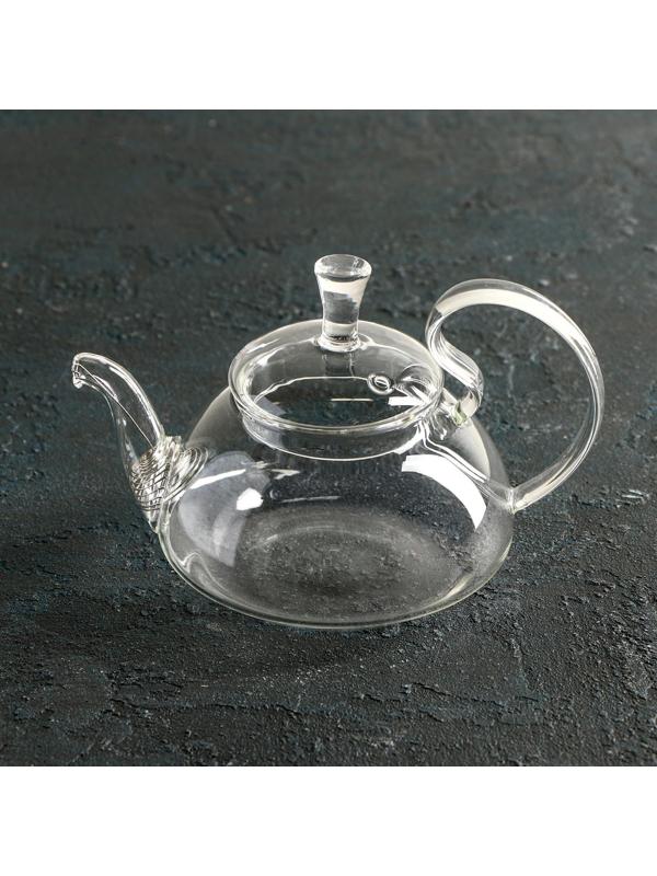Чайник стеклянный заварочный Доляна «Элегия», 400 мл, металлическое сито