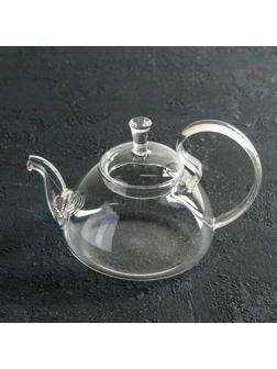 Чайник стеклянный заварочный Доляна «Элегия», 600 мл, 19×13×12,5 см, металлическое сито