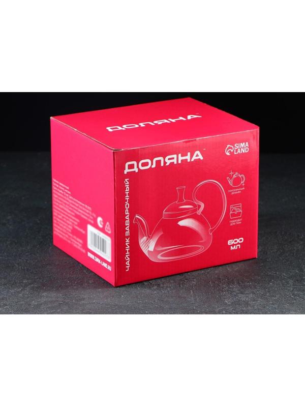 Чайник стеклянный заварочный Доляна «Элегия», 600 мл, 19×13×12,5 см, металлическое сито