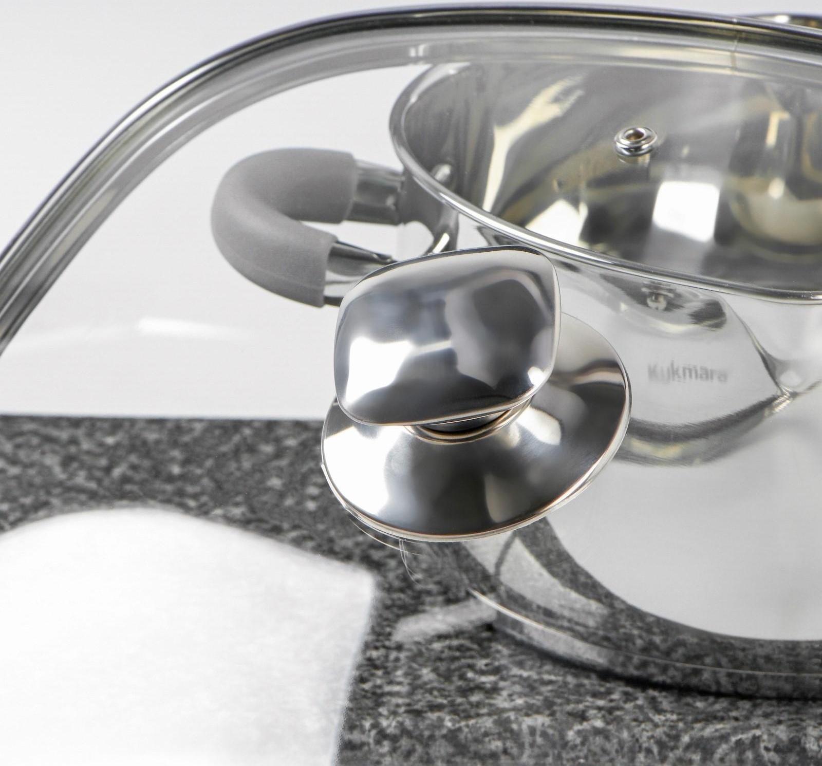 Крышка для сковороды и кастрюли стеклянная, квадратная, d=28 см, с ободом и ручкой из нержавеющей стали