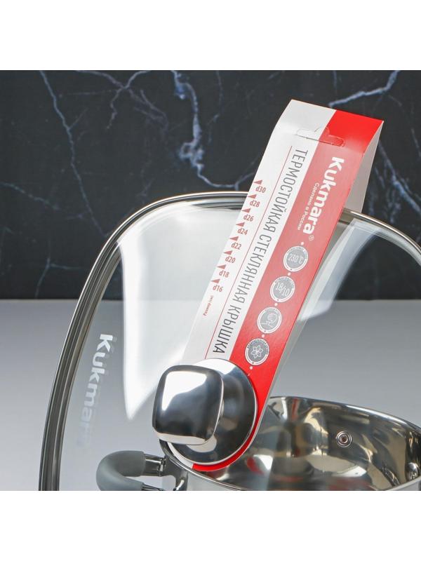 Крышка для сковороды и кастрюли стеклянная, квадратная, d=28 см, с ободом и ручкой из нержавеющей стали