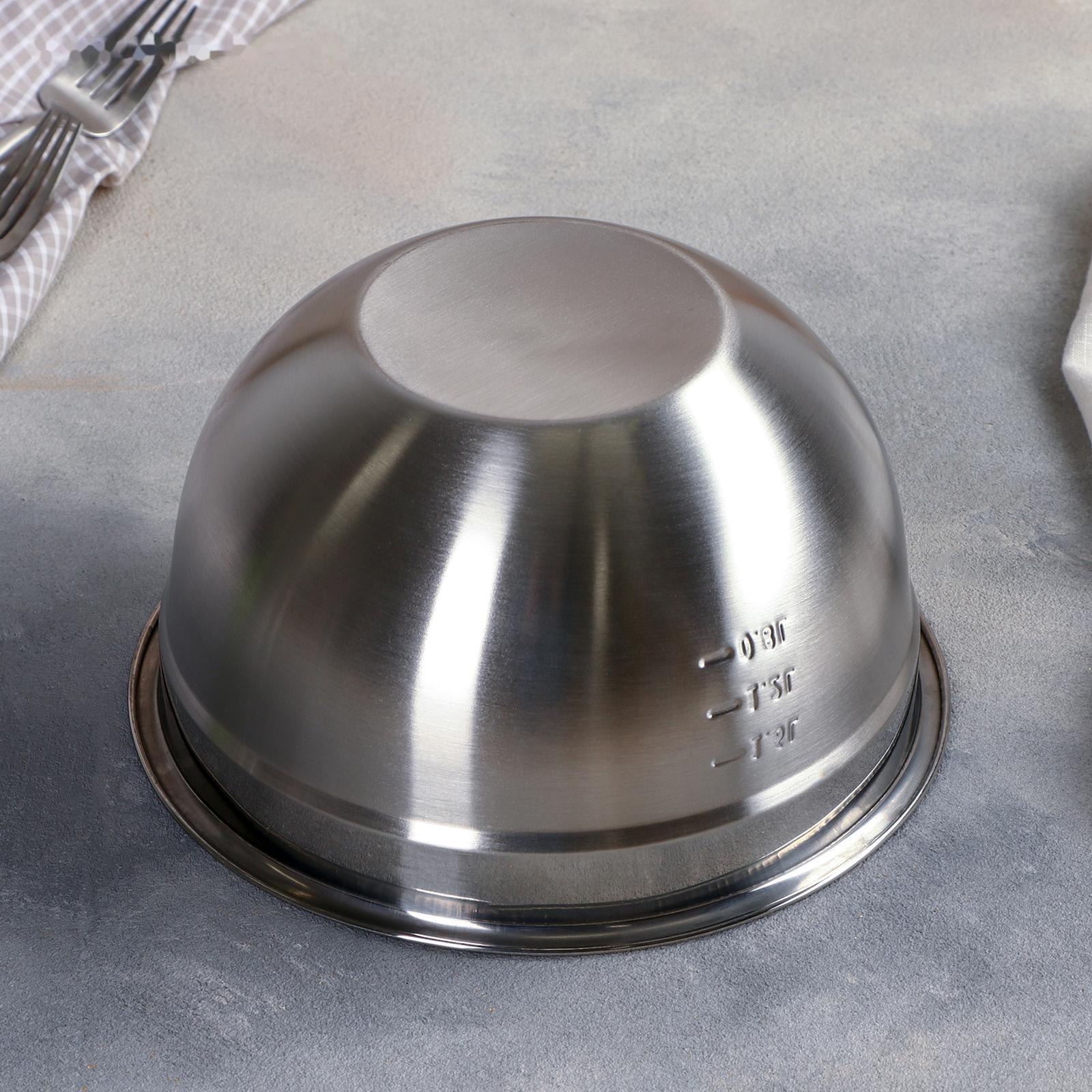 Миска из нержавеющей стали для миксера «Антибрызг», 2 л, 22×12 см, с мерной шкалой, пластиковая крышка