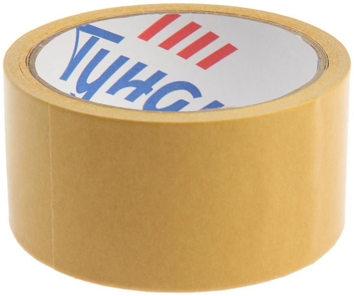 Лента двусторонняя ТУНДРА, клейкая, полипропиленовая, белая основа, 90 мкм, 48 мм х 10 м