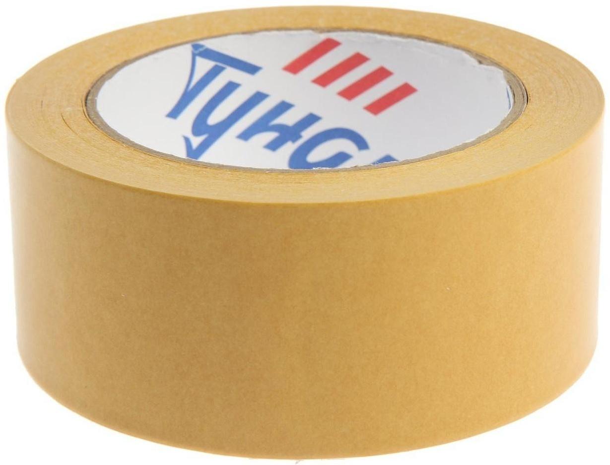 Лента двусторонняя ТУНДРА, клейкая, полипропиленовая, белая основа, 90 мкм, 48 мм х 25 м