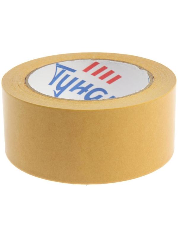 Лента двусторонняя ТУНДРА, клейкая, полипропиленовая, белая основа, 90 мкм, 48 мм х 25 м