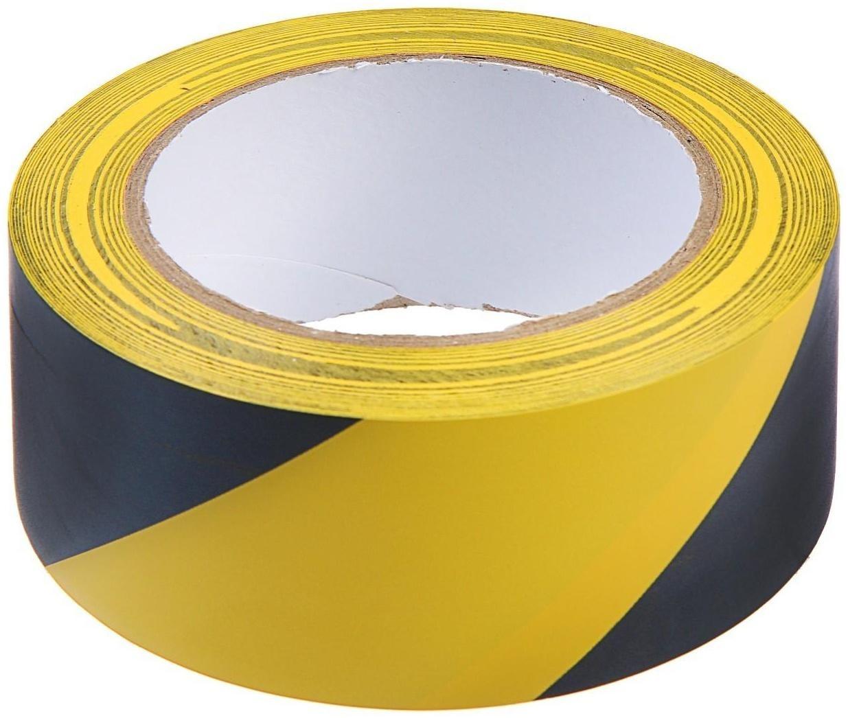 Лента разметочная ТУНДРА, клейкая, черно-жёлтая, 150 мкм, 48 мм х 33 м