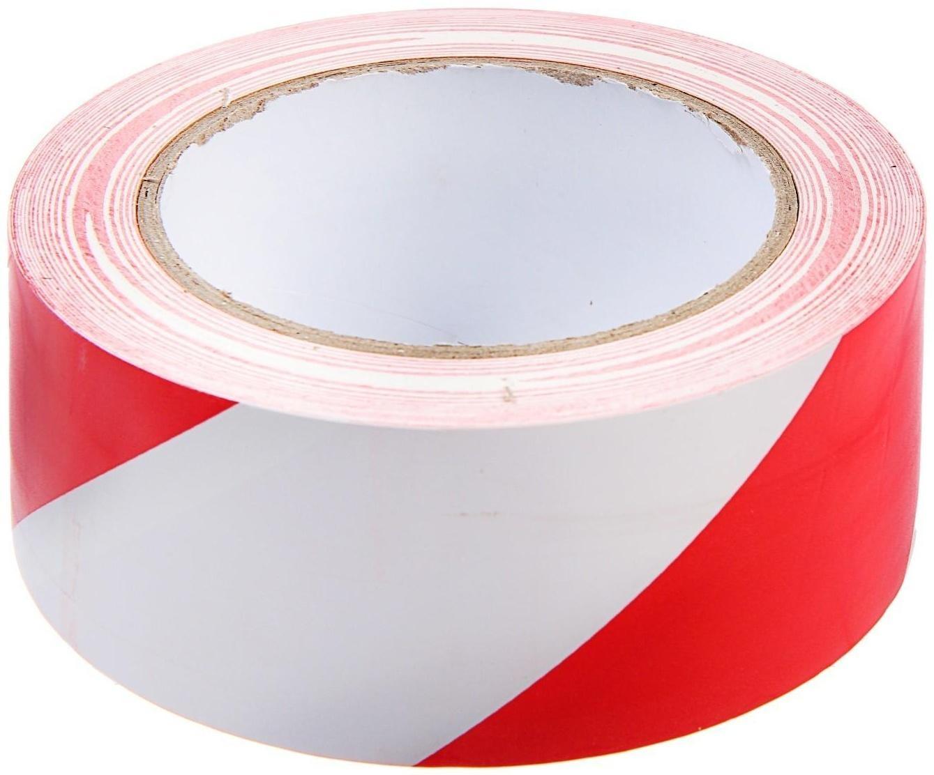 Лента разметочная ТУНДРА, клейкая, красно-белая, 150 мкм, 48 мм х 33 м