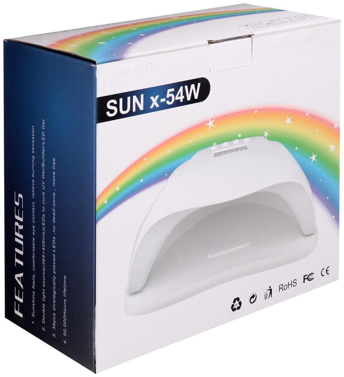 Лампа для гель-лака JessNail SUN X, UV/LED, 54 Вт, 36 таймер, таймер 10/30/60 сек, белая