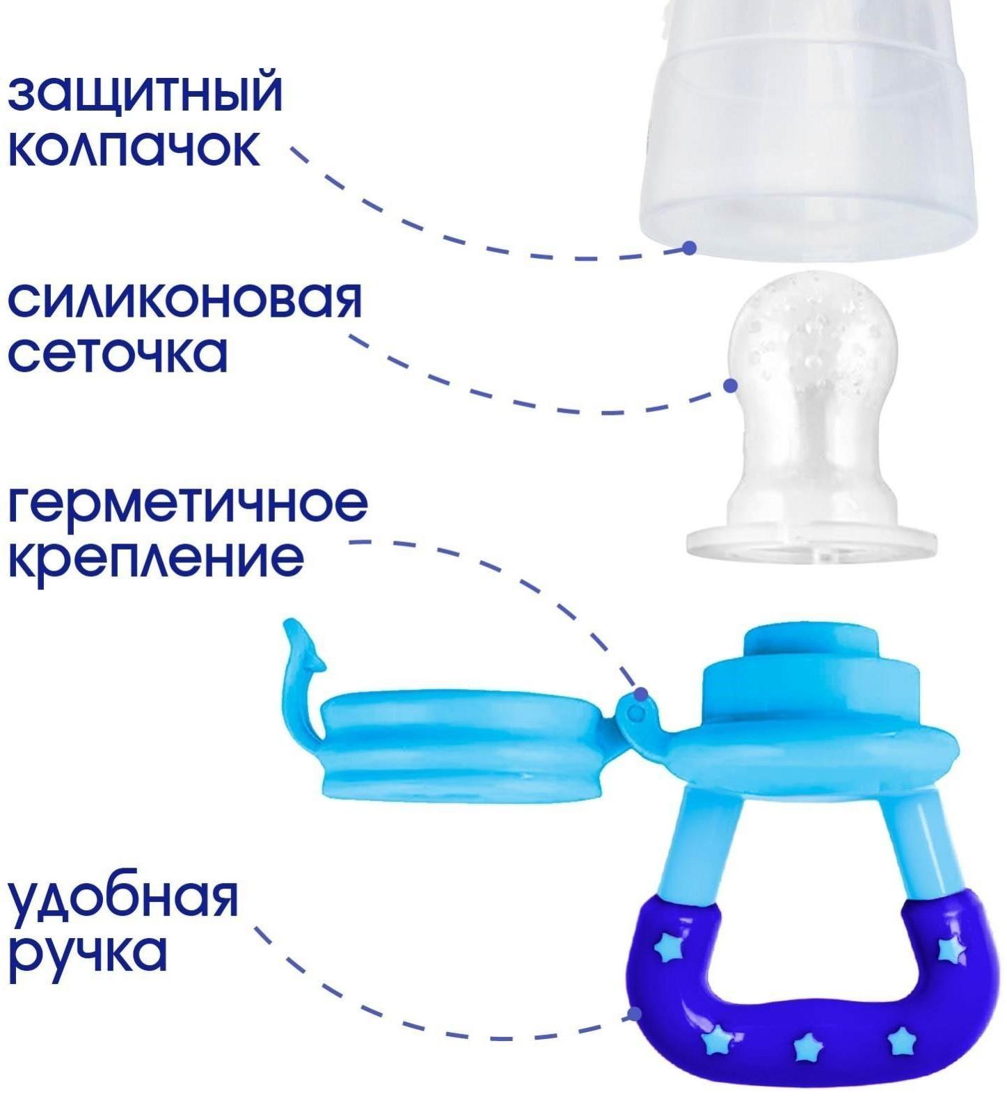 Ниблер с силиконовыми сеточками, размеры S, M, L, в футляре, цвет голубой