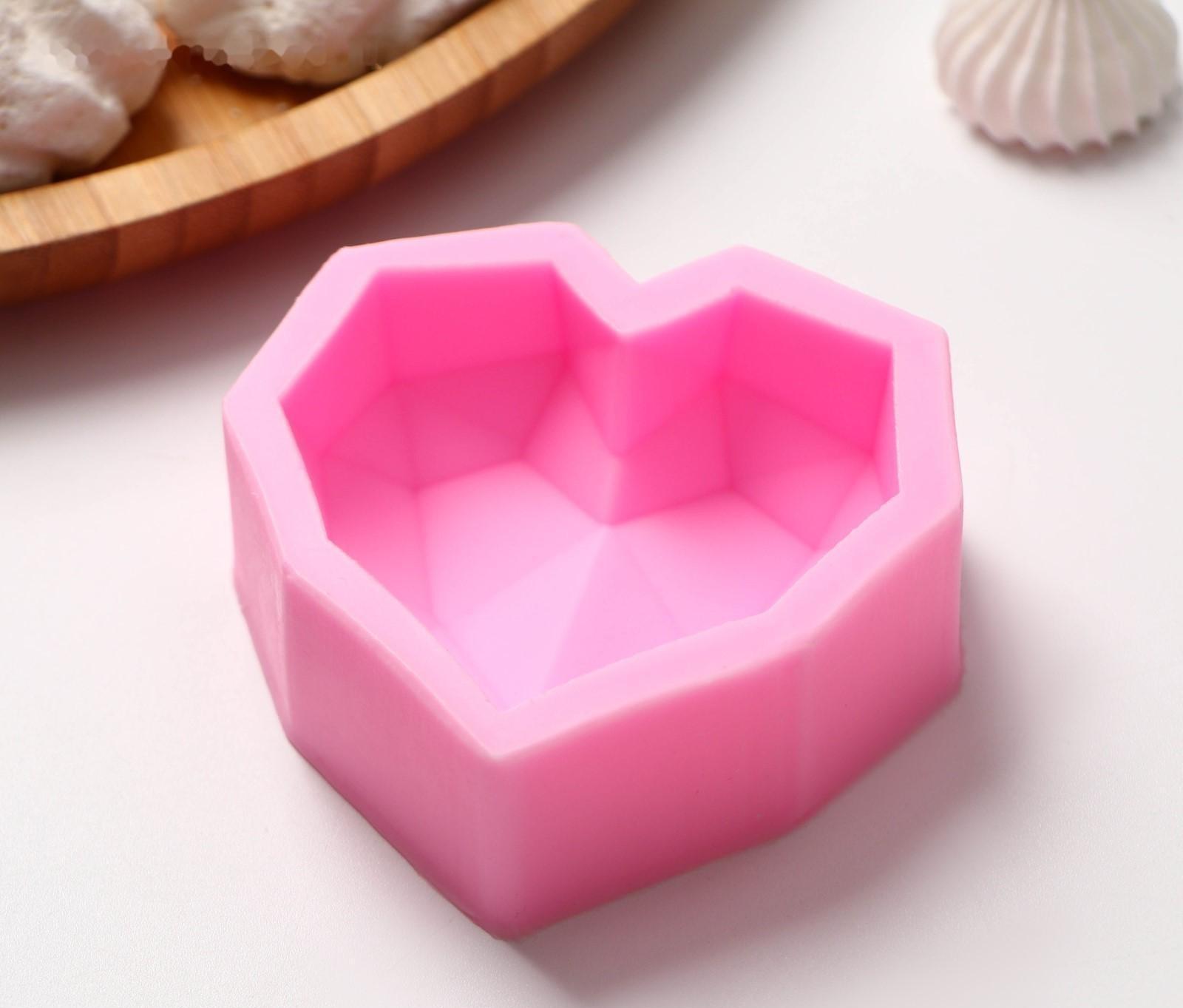 Молд «Сердце», 7,3×7,3×2,3 см, цвет розовый