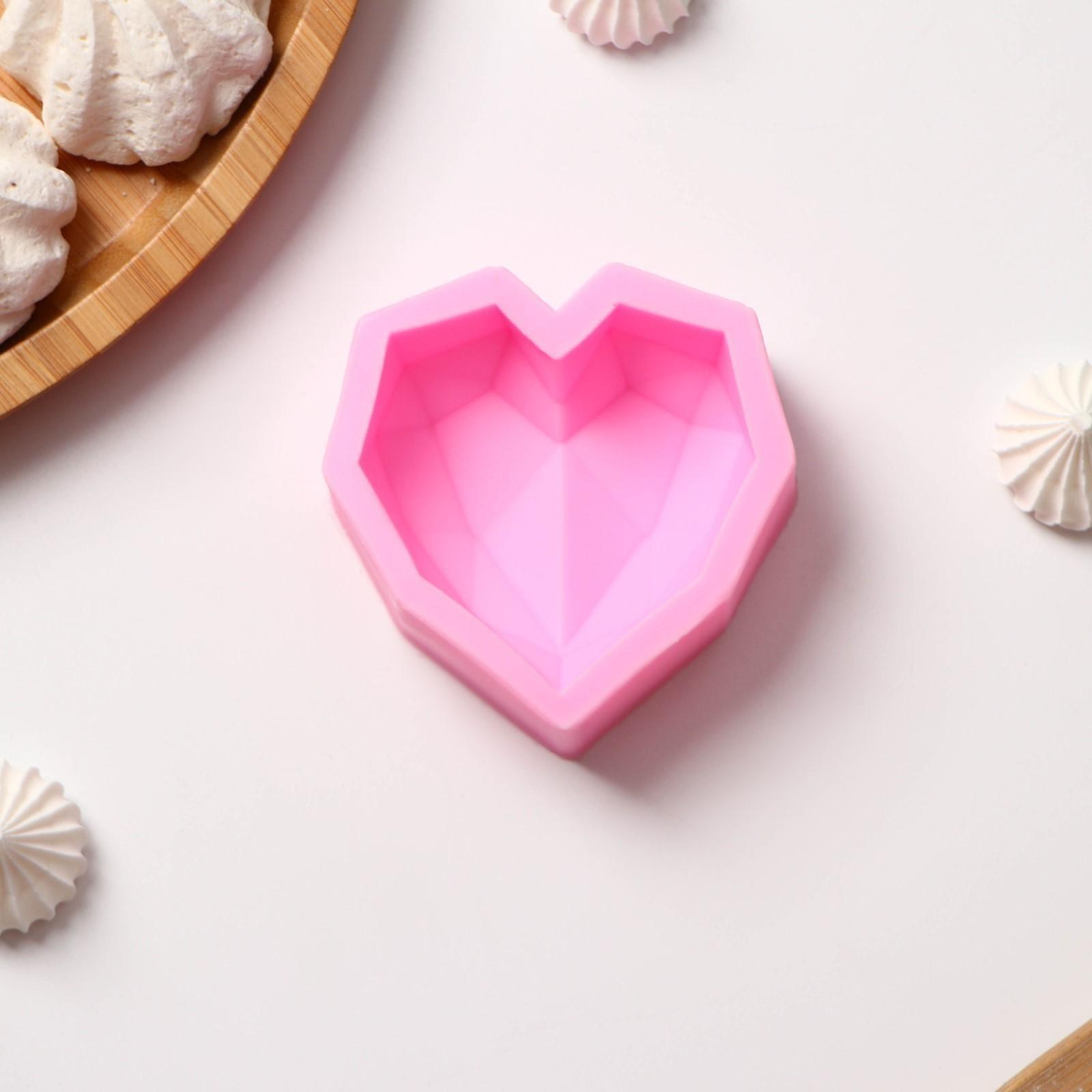 Молд «Сердце», 7,3×7,3×2,3 см, цвет розовый