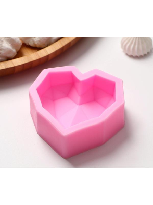 Молд «Сердце», 7,3×7,3×2,3 см, цвет розовый