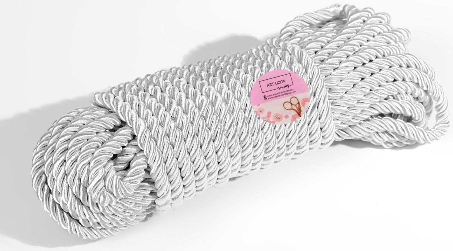 Шнур витой, d = 5 мм, 10 ± 1 м, цвет серебряный