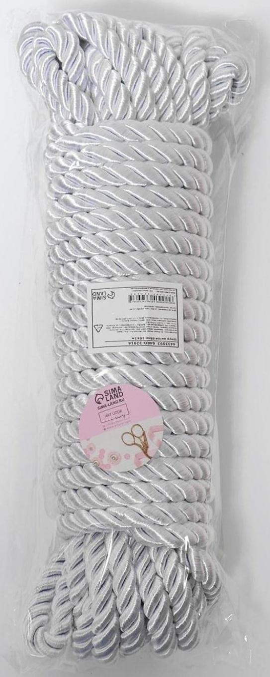 Шнур витой, d = 8 мм, 10 ± 1 м, цвет серебряный