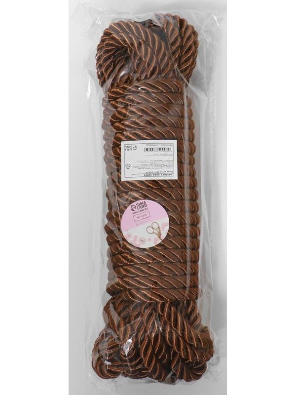 Шнур витой, d = 8 мм, 10 ± 1 м, цвет коричневый