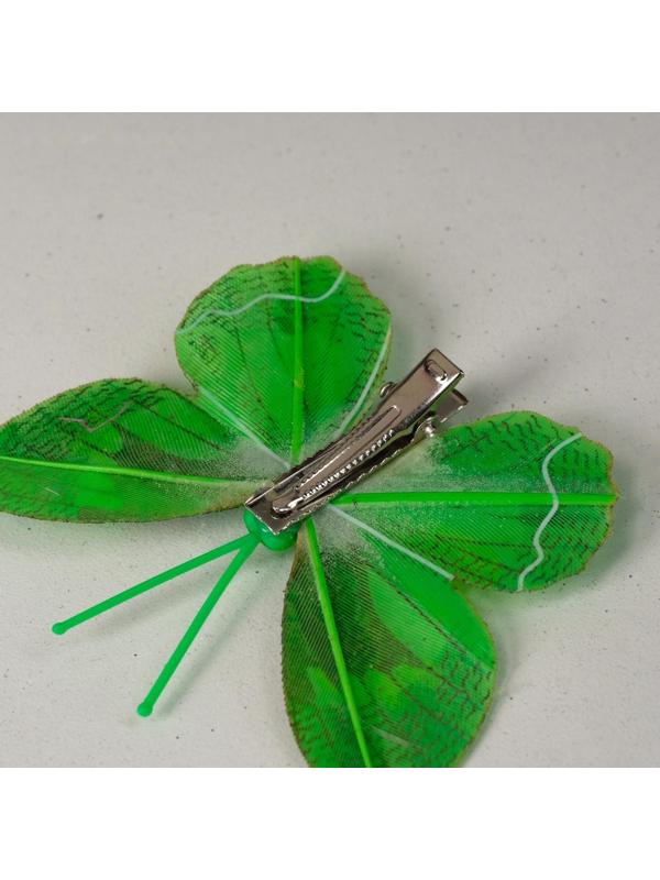 Бабочка для декора и флористики, на прищепке, пластиковая, микс, 1 шт., 8 см