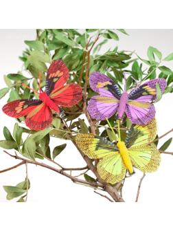 Бабочка для декора и флористики, на прищепке, пластиковая, микс, 1 шт., 7,5 х 5 х 1 см