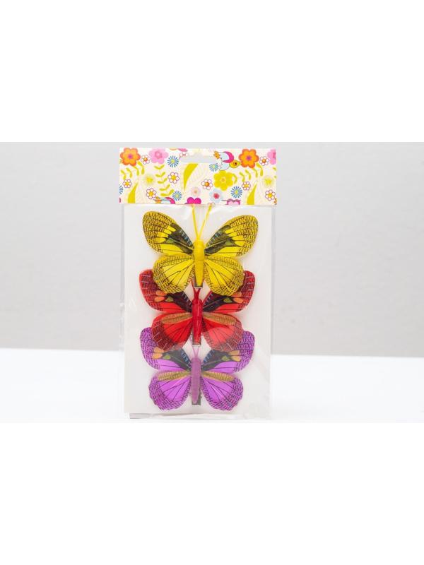 Бабочка для декора и флористики, на прищепке, пластиковая, микс, 1 шт., 7,5 х 5 х 1 см