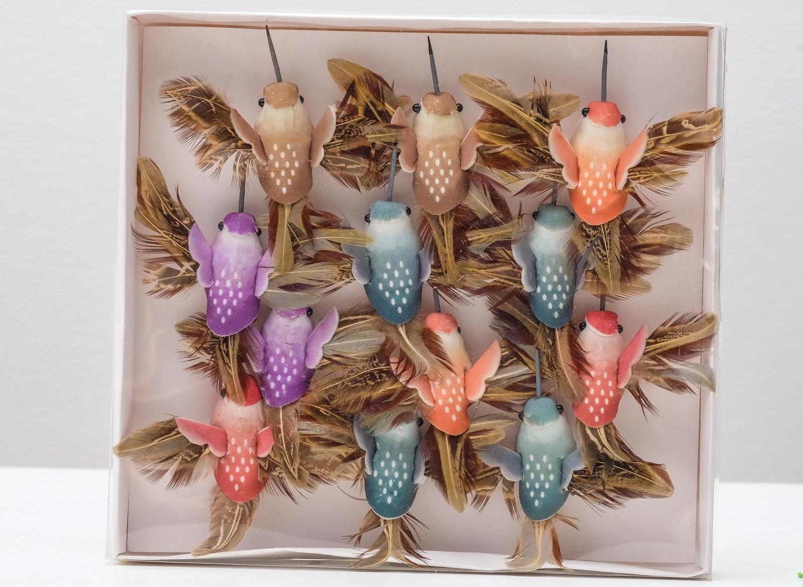 Птички для декора и флористики, на прищепке, МИКС, пластиковая, 1шт., 8 х 8 см