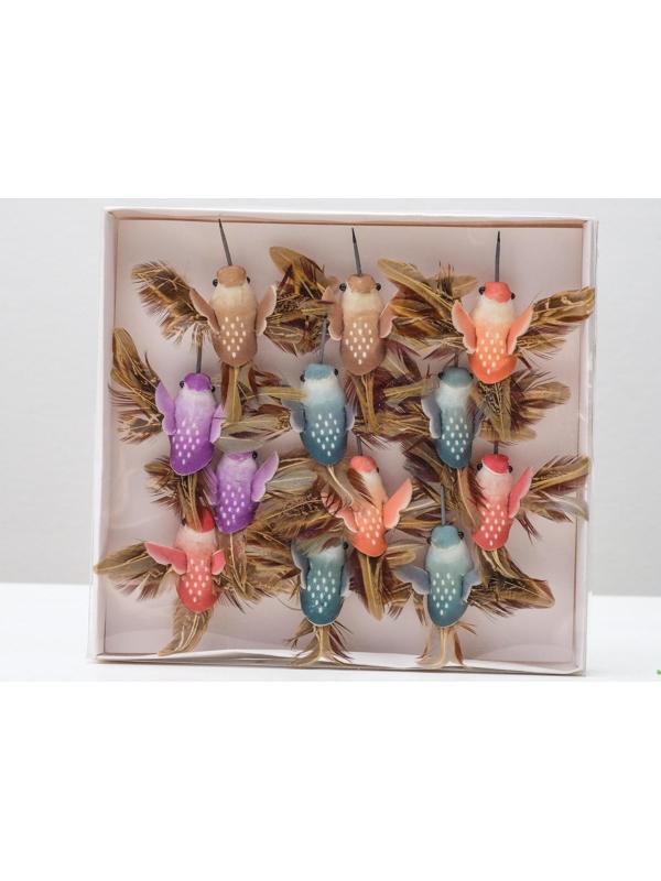 Птички для декора и флористики, на прищепке, МИКС, пластиковая, 1шт., 8 х 8 см