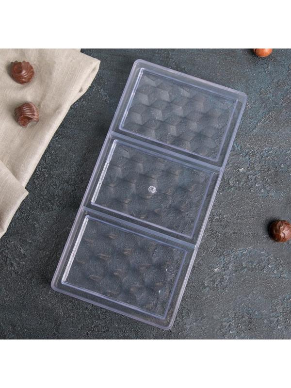 Форма для шоколада и конфет KONFINETTA «Плитка шоколада», 27,4×13,5×2,5 см, 3 ячейки, ячейка 7,5×11,3 см