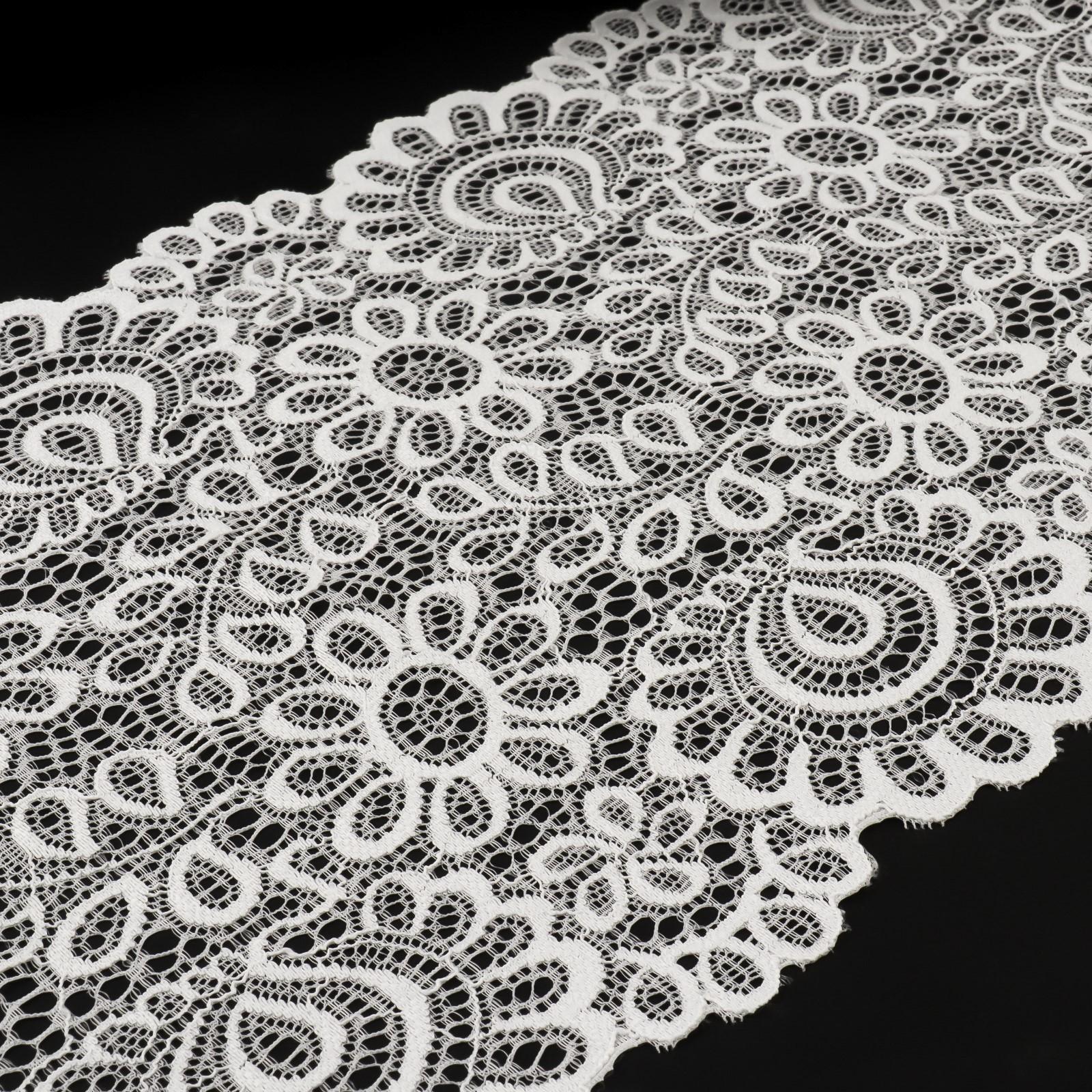 Кружево эластичное, 190 мм × 2,7 ± 0,5 м, цвет молочный