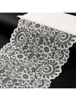 Кружево эластичное, 190 мм × 2,7 ± 0,5 м, цвет молочный