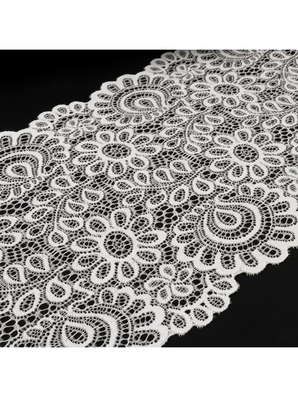 Кружево эластичное, 190 мм × 2,7 ± 0,5 м, цвет молочный