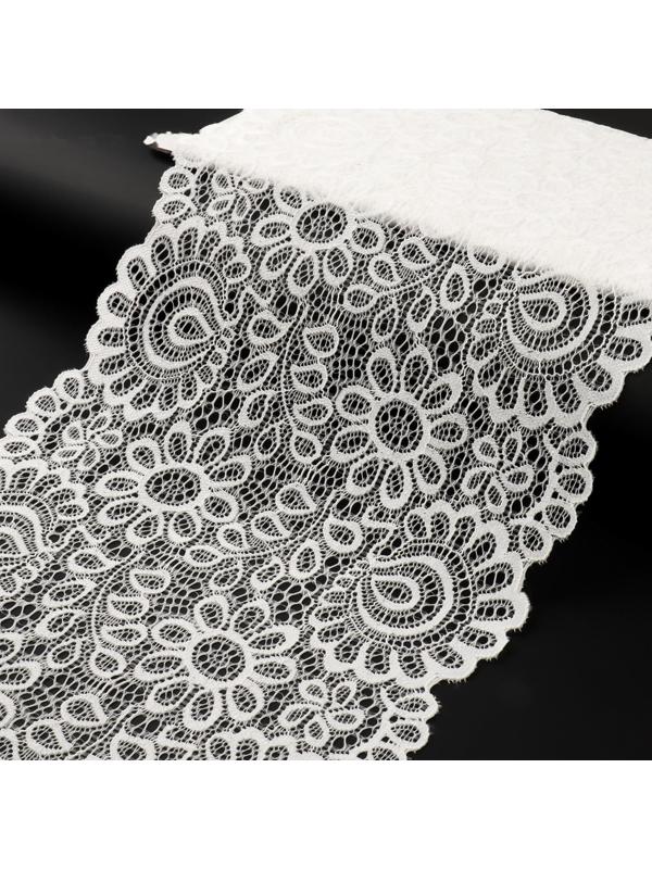 Кружево эластичное, 190 мм × 2,7 ± 0,5 м, цвет молочный