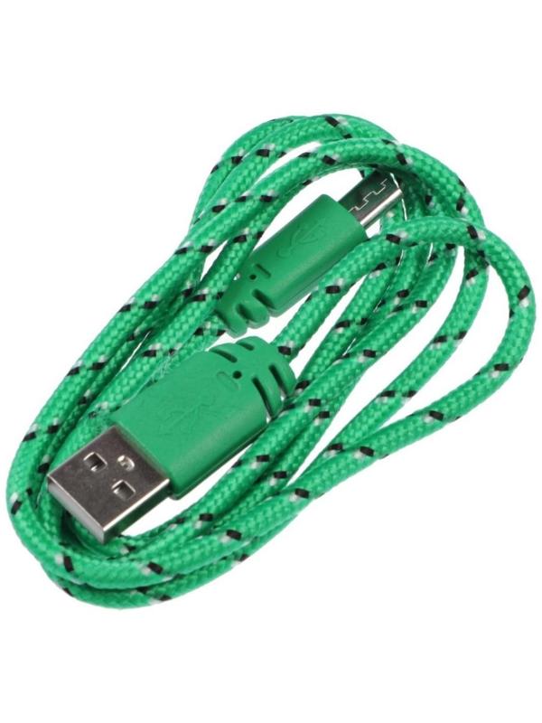 Кабель LuazON, microUSB - USB, 1 А, 0,9 м, оплётка нейлон, зелёный
